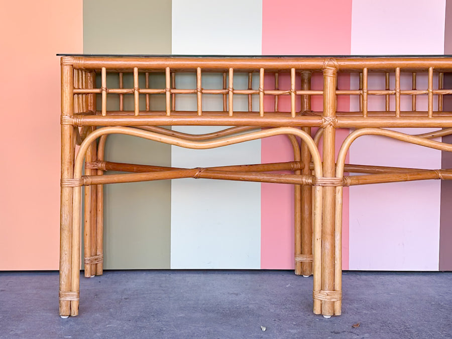 Old Florida Rattan Console