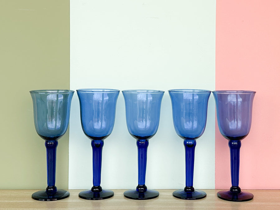 Set of Ten Cobalt Blue Glassware