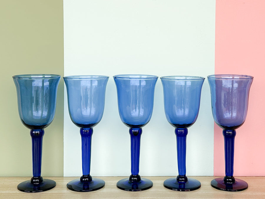 Set of Ten Cobalt Blue Glassware