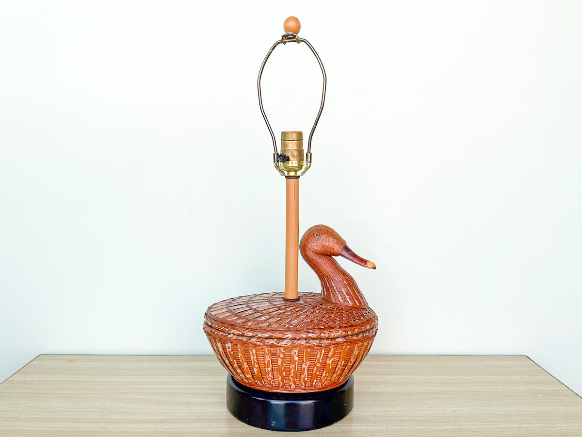 Cute Wicker Duck Lamp