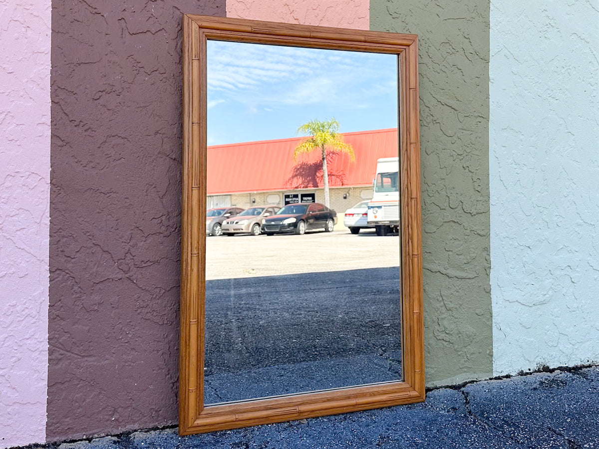 Faux Bamboo Wood Mirror