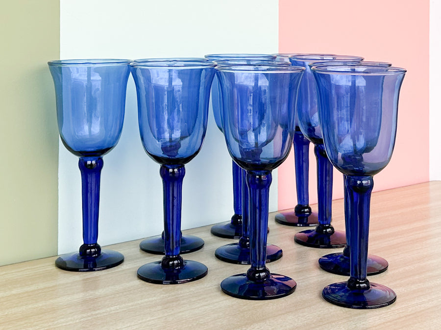 Set of Ten Cobalt Blue Glassware