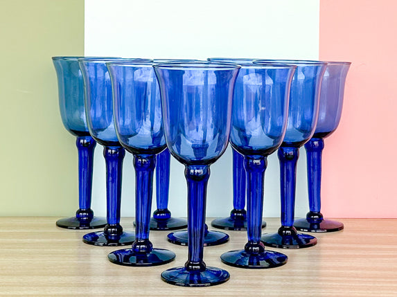 Set of Ten Cobalt Blue Glasssware