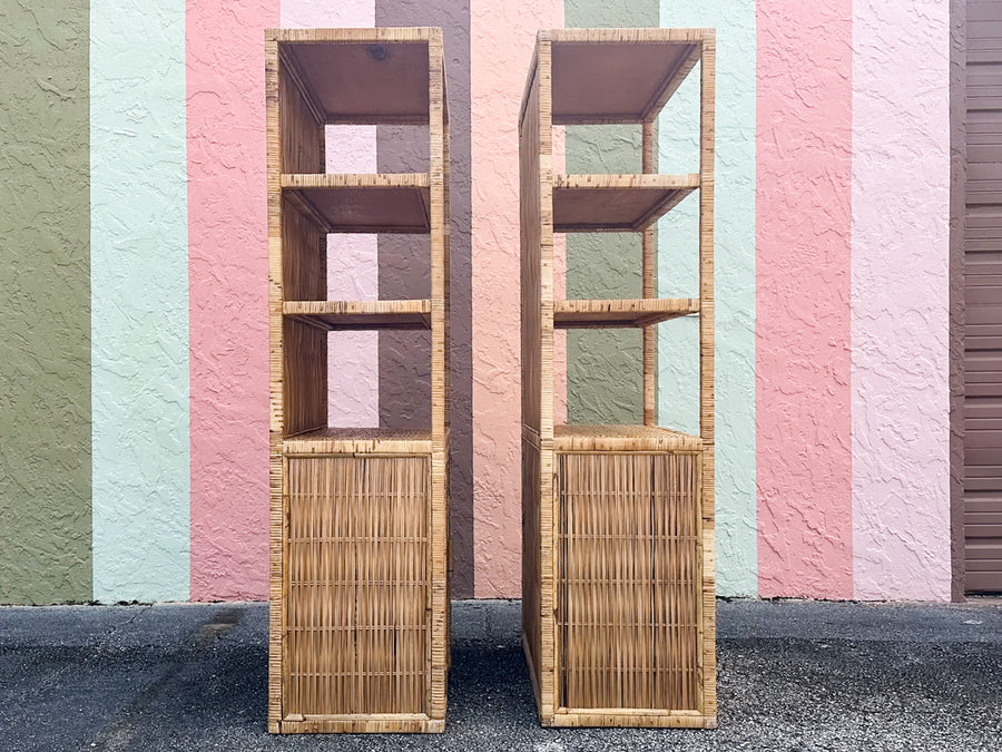 Pair of Island Style Rattan Cabinets