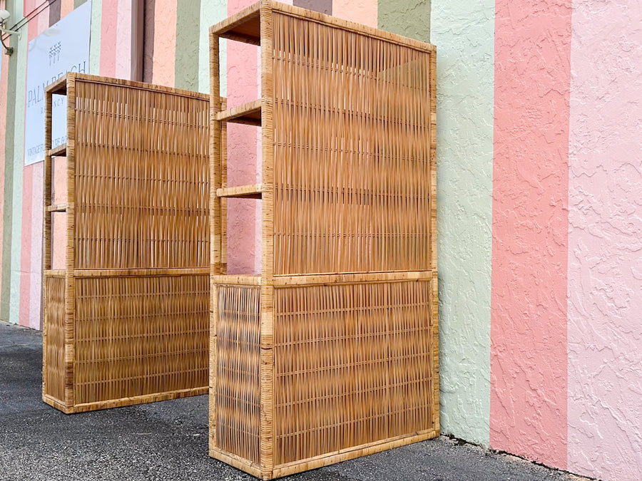 Pair of Island Style Rattan Cabinets