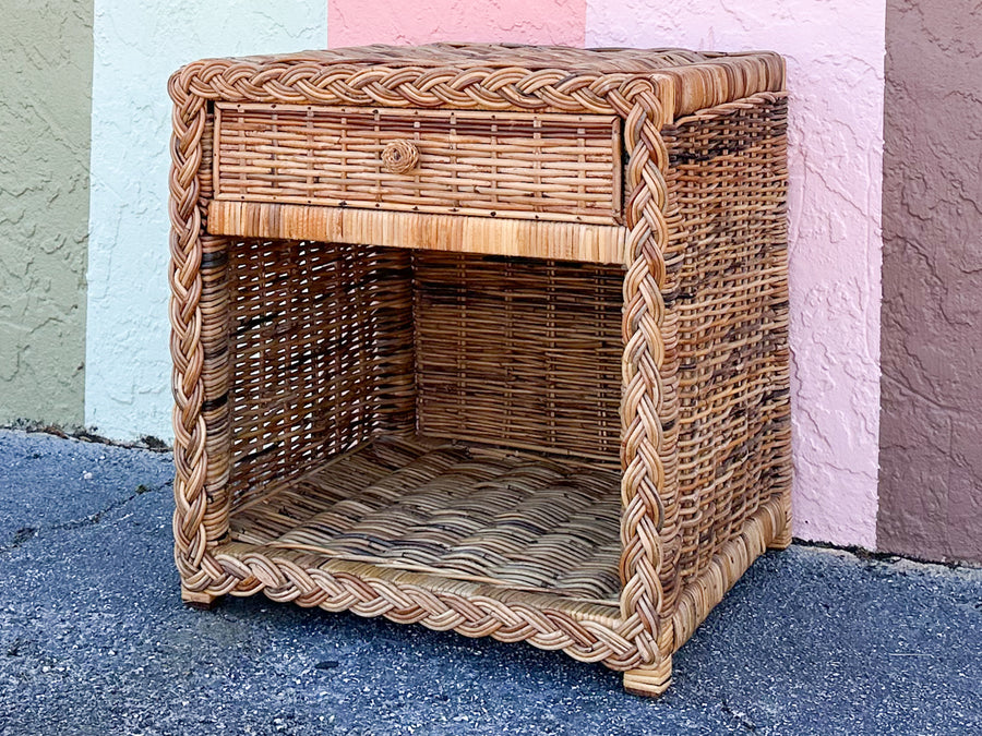 Braided Rattan Nightstand