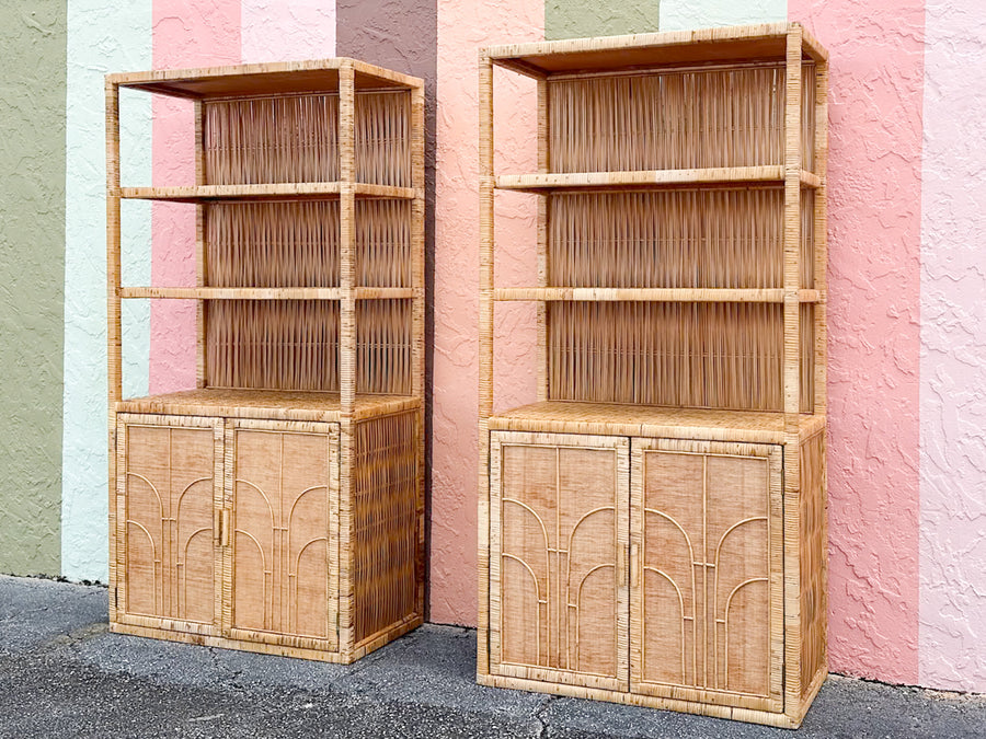 Pair of Island Style Rattan Cabinets