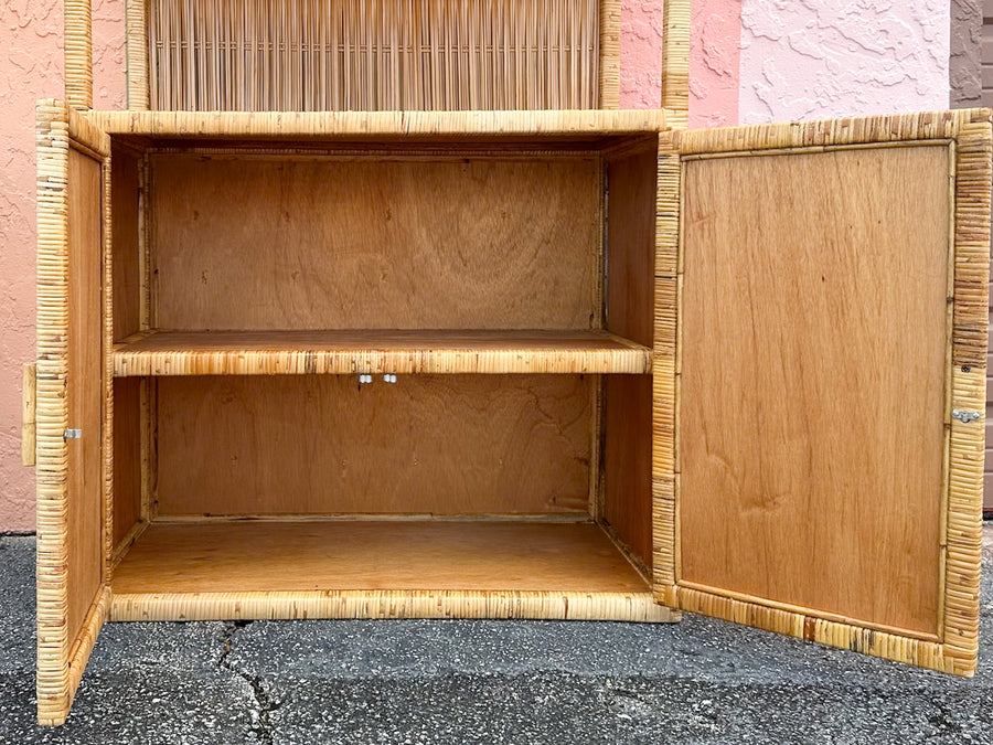 Pair of Island Style Rattan Cabinets