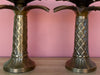 Pair of Brass Palm Tree Candle Holders