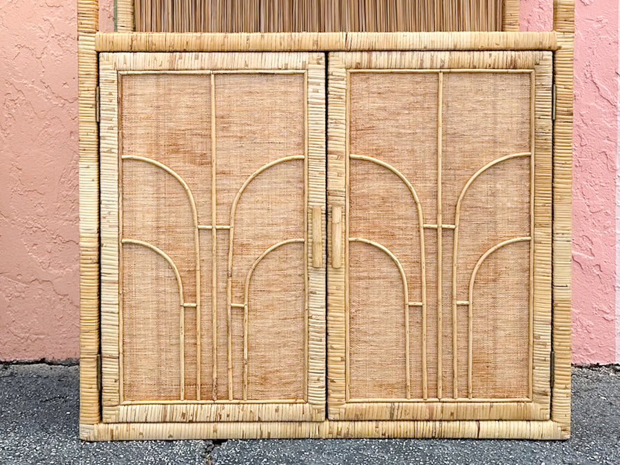 Pair of Island Style Rattan Cabinets