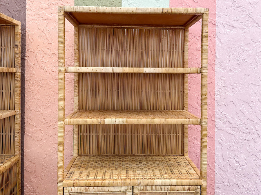 Pair of Island Style Rattan Cabinets