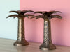 Pair of Brass Palm Tree Candle Holders