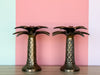 Pair of Brass Palm Tree Candle Holders