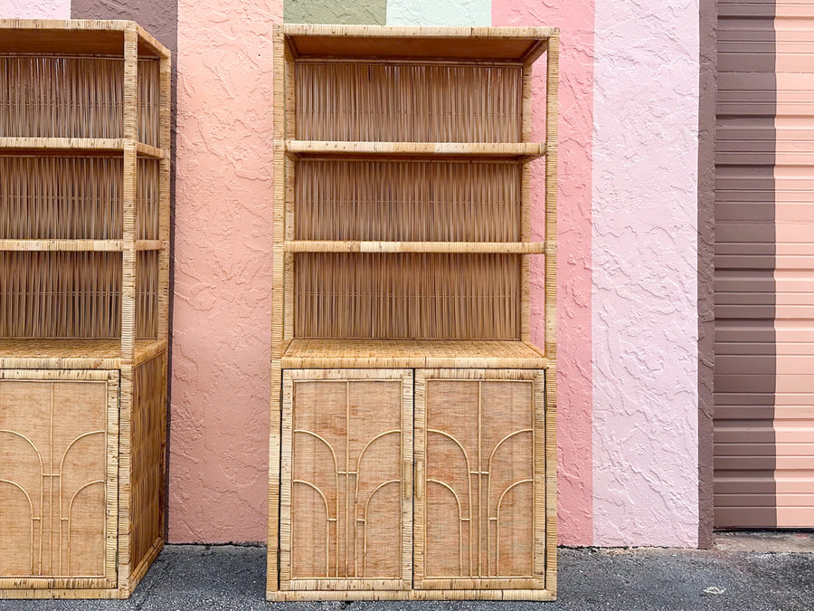 Pair of Island Style Rattan Cabinets