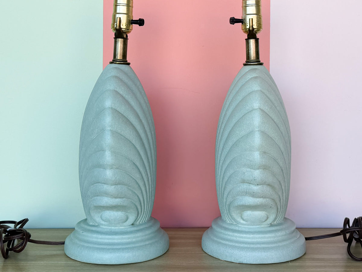 Pair of Petite Seafoam Shell Motif Lamps