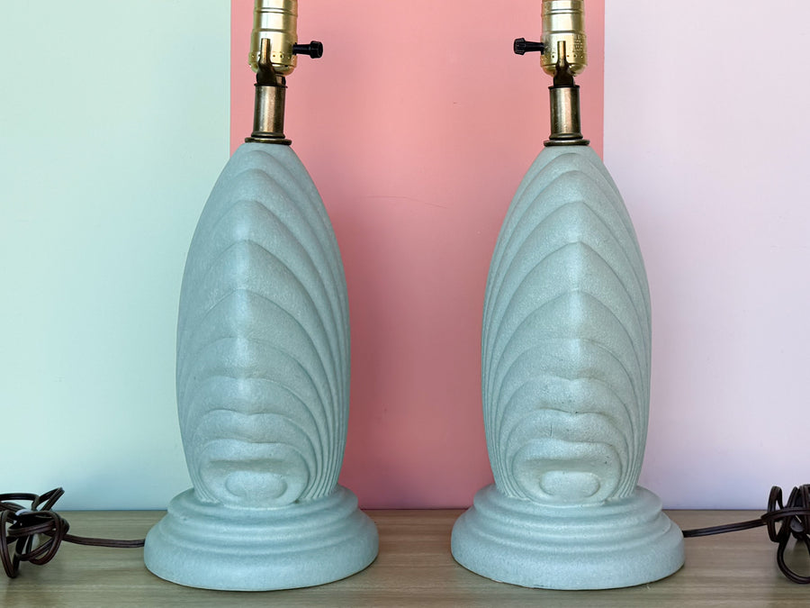 Pair of Petite Seafoam Shell Motif Lamps