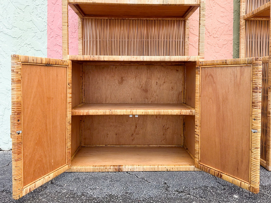 Pair of Island Style Rattan Cabinets