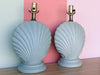 Pair of Petite Seafoam Shell Motif Lamps