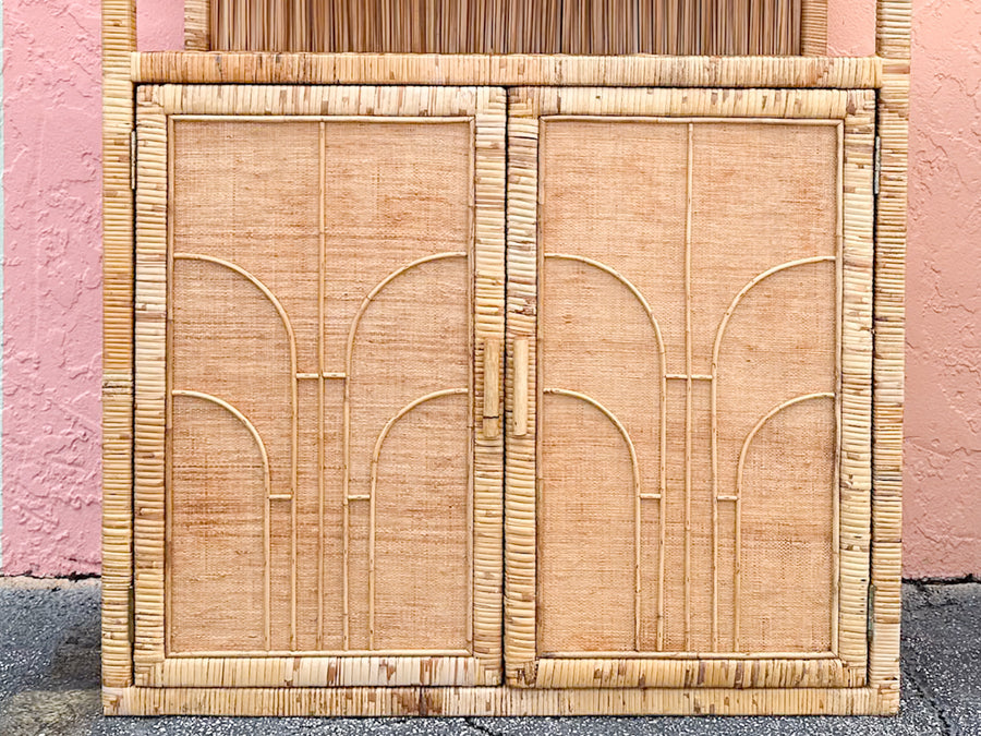 Pair of Island Style Rattan Cabinets