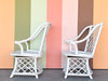 Pair of Ficks Reed Rattan Lattice Swivel Chairs
