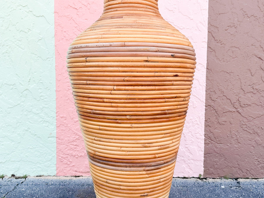 Large Pencil Reed Rattan Vase