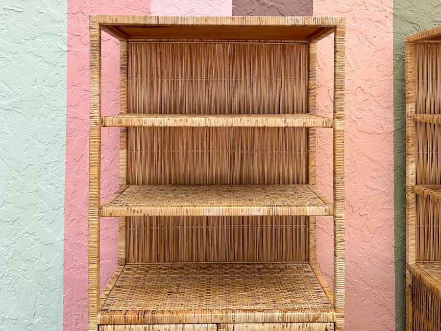 Pair of Island Style Rattan Cabinets