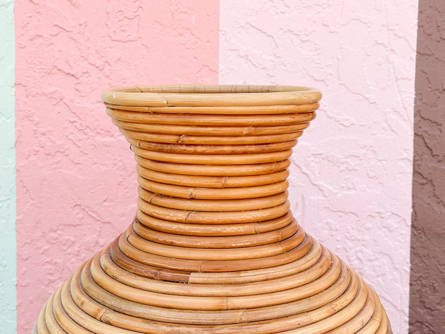 Large Pencil Reed Rattan Vase