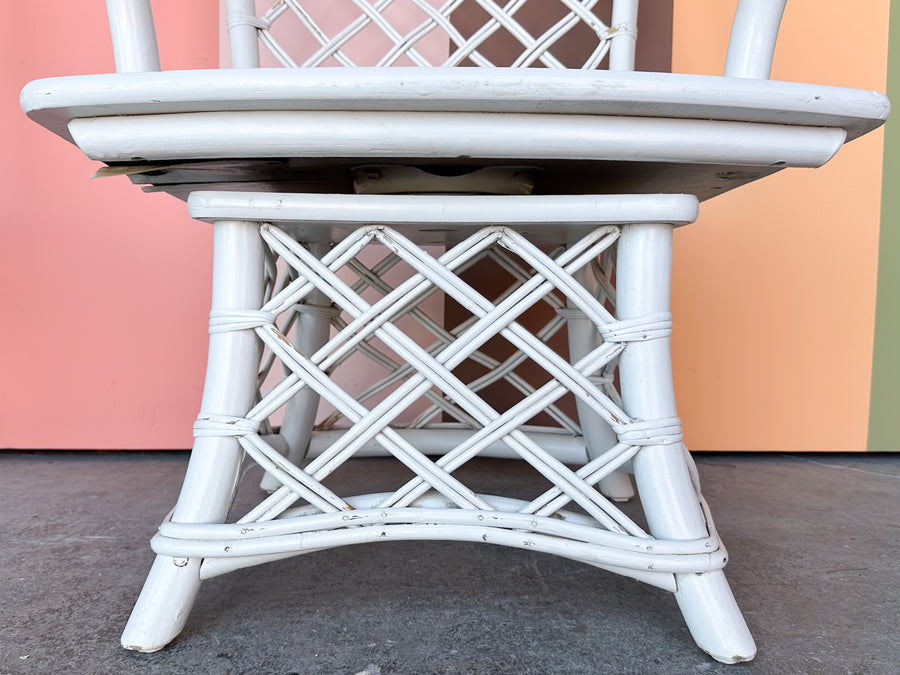 Pair of Ficks Reed Rattan Lattice Swivel Chairs