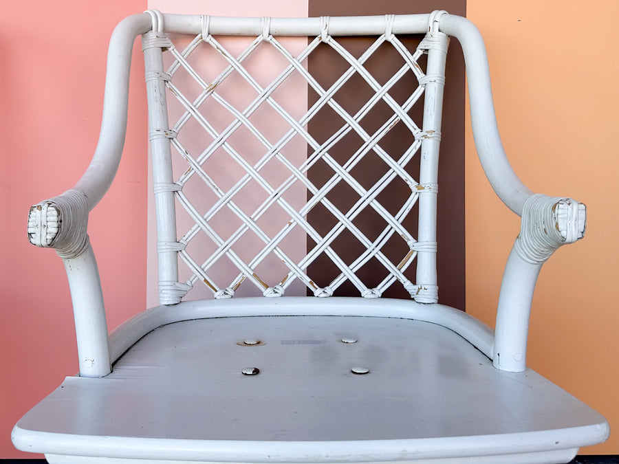 Pair of Ficks Reed Rattan Lattice Swivel Chairs