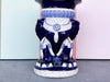 Blue and White Tri-Head Elephant Garden Seat