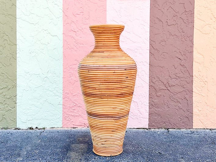 Large Pencil Reed Rattan Vase