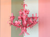 Tole Flower Chandelier - Newly Painted Pink