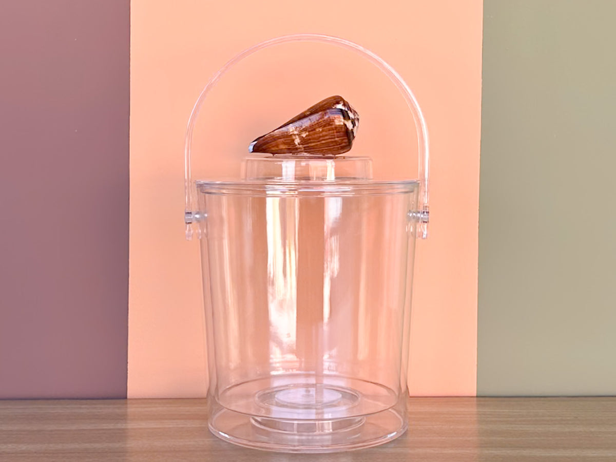 Brown Cone Shell Lucite Ice Bucket