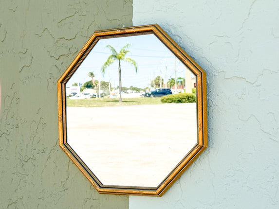 Petite Gold Faux Bamboo Octagon Mirror