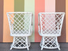 Pair of Ficks Reed Rattan Lattice Swivel Chairs