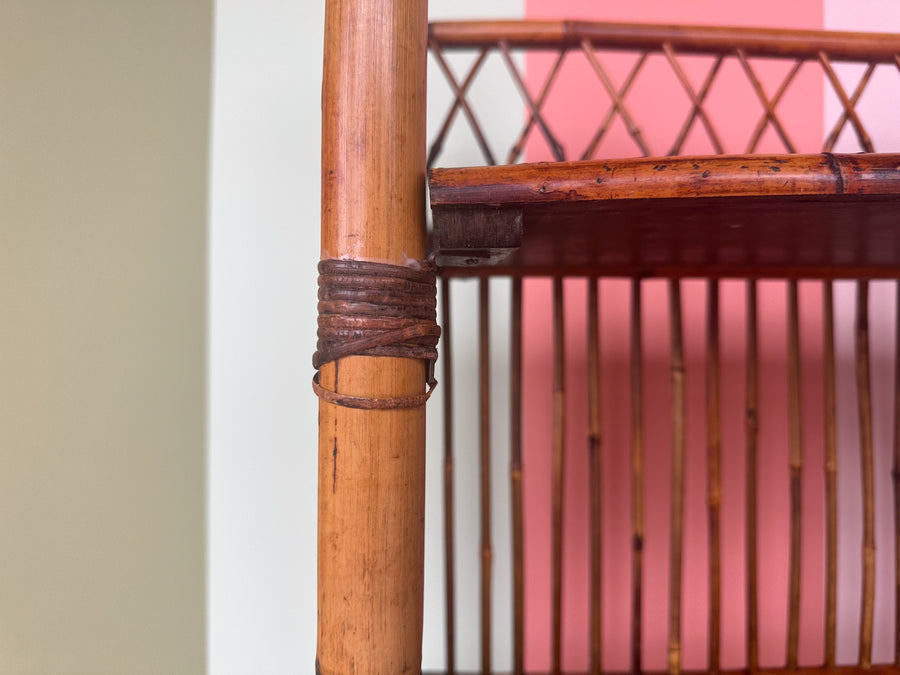 West Indies Style Folding Rattan Etagere