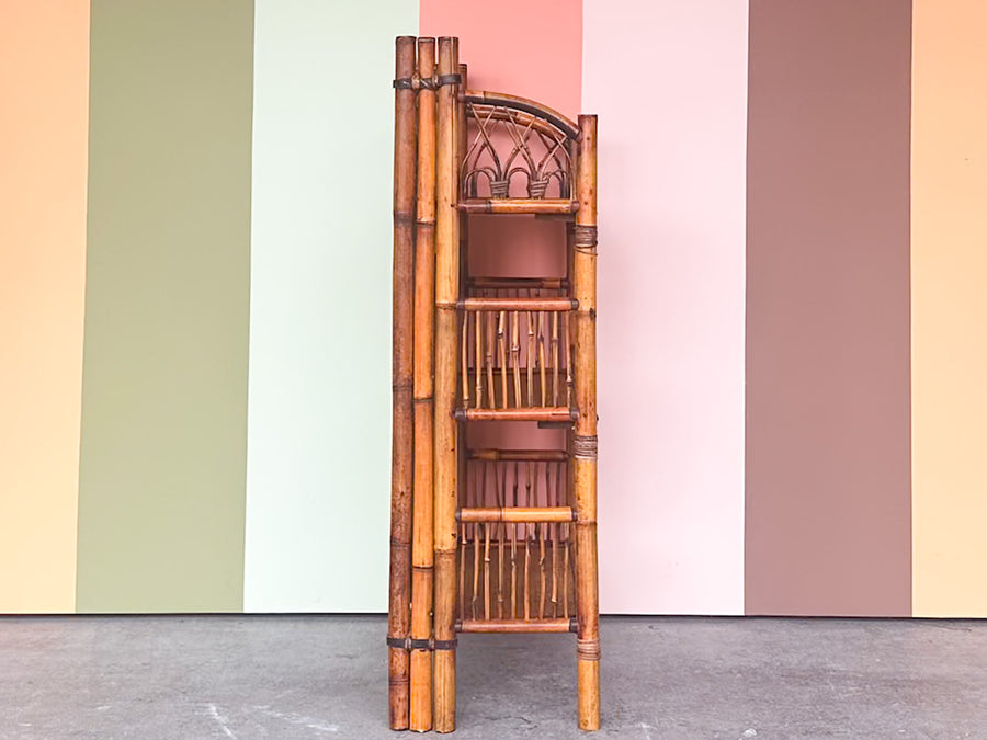 West Indies Style Folding Rattan Etagere