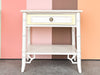 Pair of Thomasville Yellow and White Faux Bamboo Nightstands