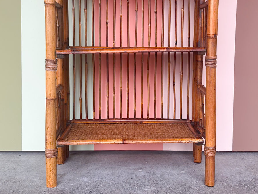West Indies Style Folding Rattan Etagere