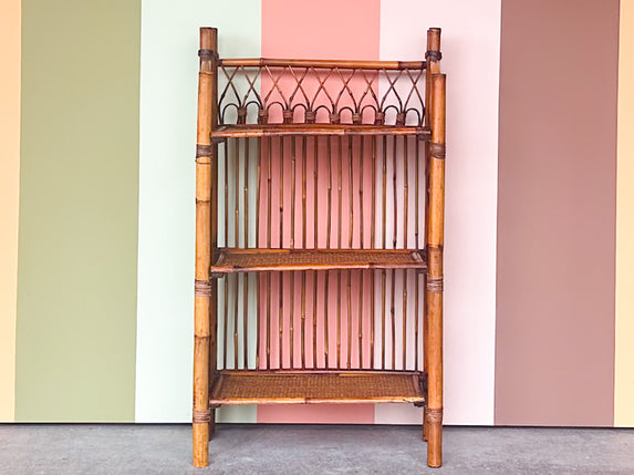 West Indies Style Folding Rattan Etagere