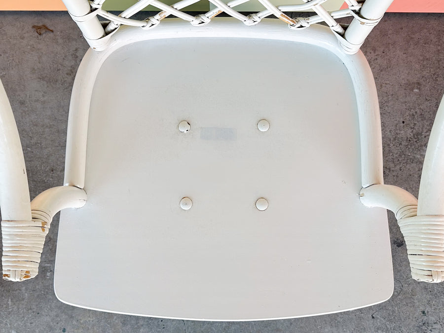Pair of Ficks Reed Rattan Lattice Swivel Chairs