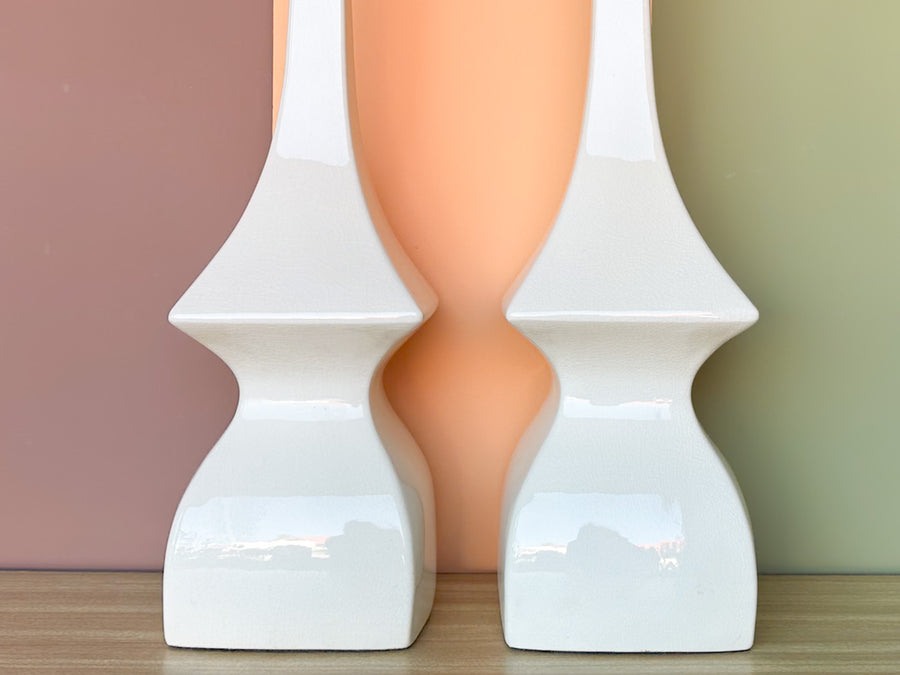 Pair of MCM Ceramic Pagoda Lamps