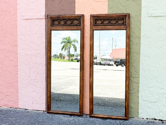 Pair of Rattan and Cane Mirrors