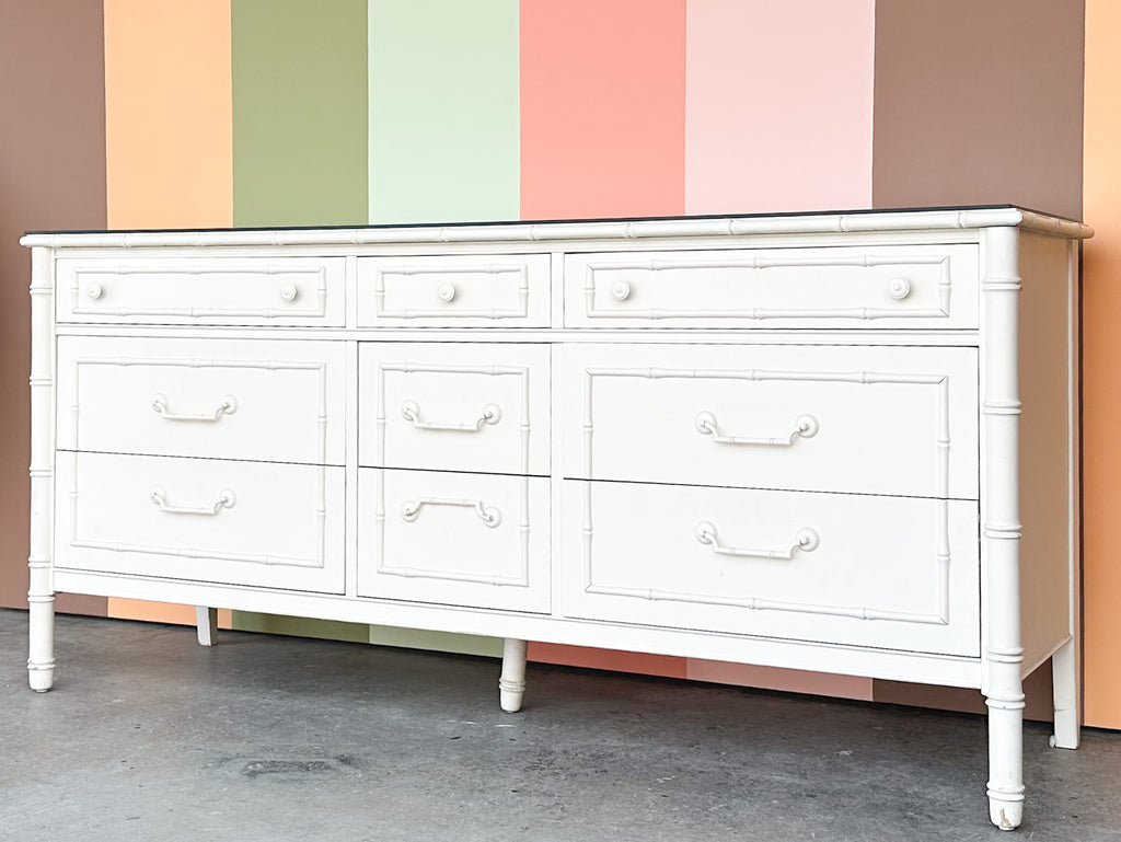 white bamboo dresser Palm Beach Regency