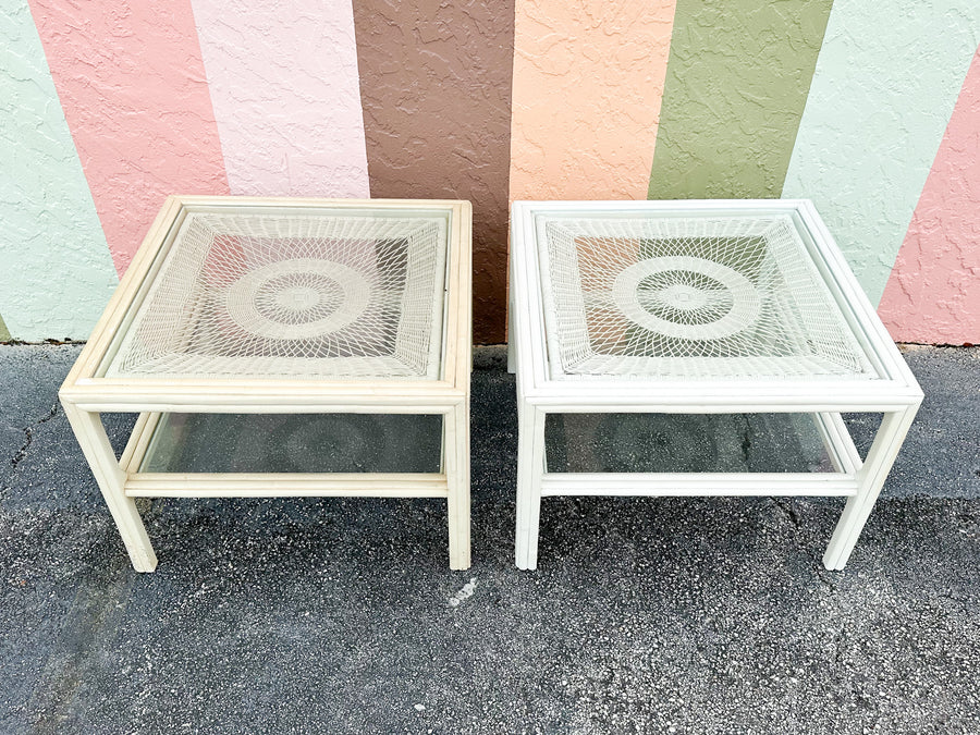 Pair of Ficks Reed Rattan Side Tables