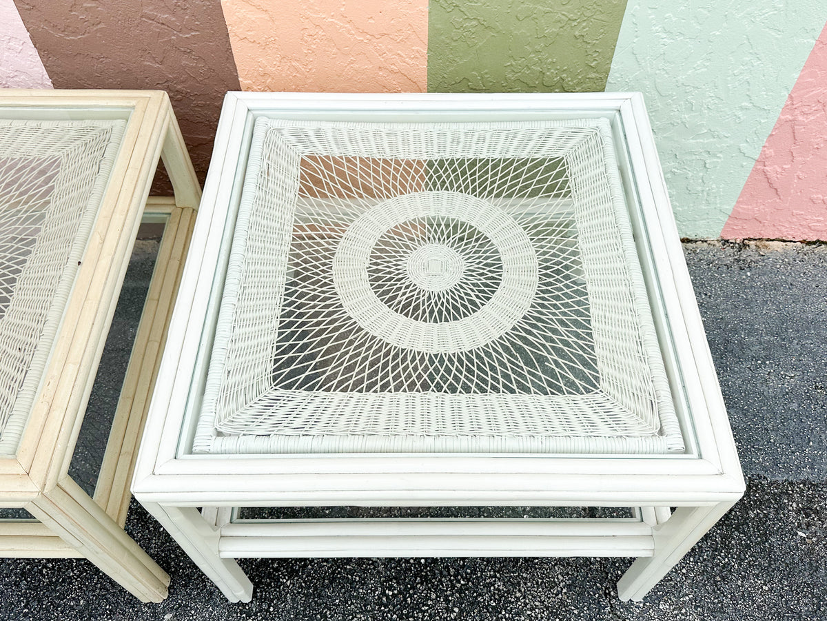 Pair of Ficks Reed Rattan Side Tables