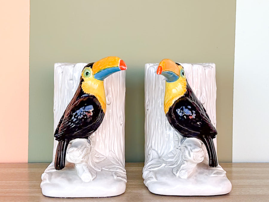 Japanese Ceramic Toucan Bookends