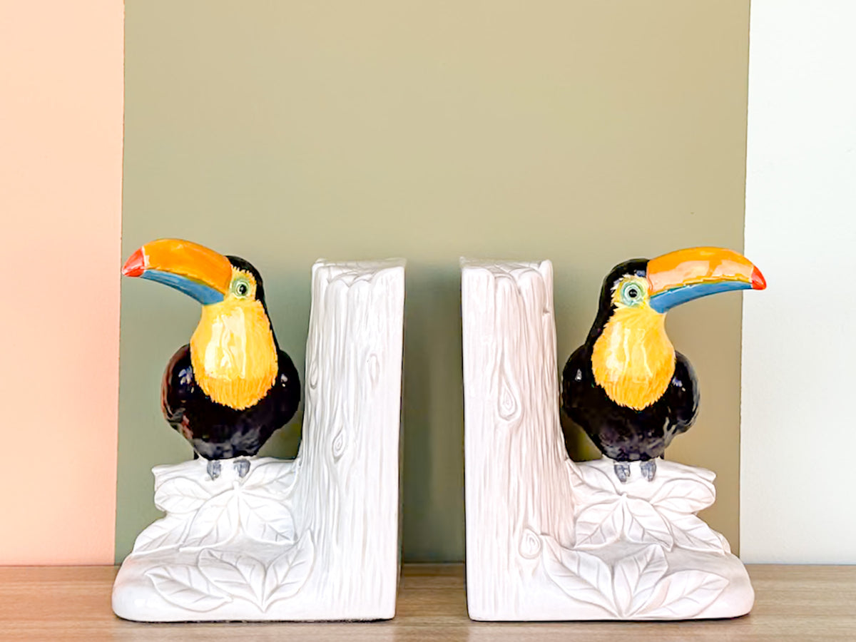 Japanese Ceramic Toucan Bookends