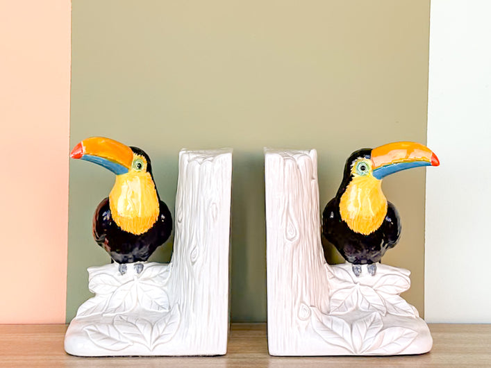 Japanese Ceramic Toucan Bookends