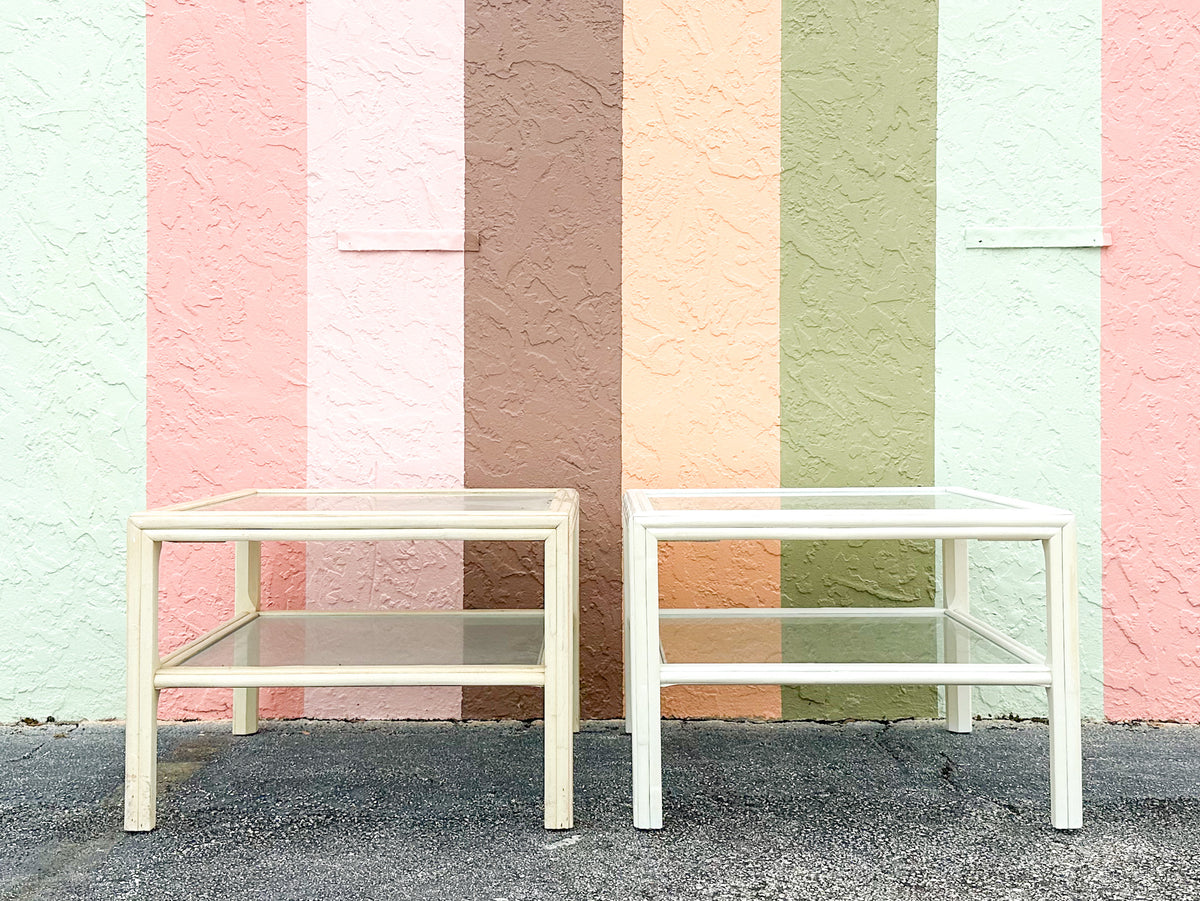Pair of Ficks Reed Rattan Side Tables